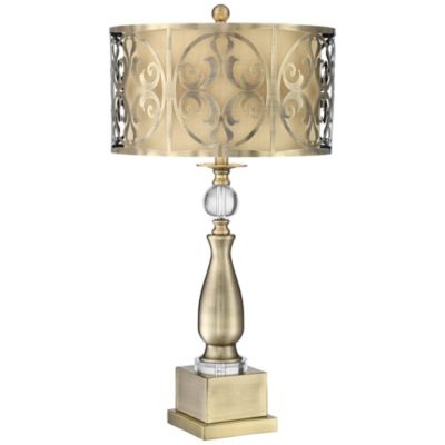 Doris Traditional Table Lamp 30 1/2" Tall Brass Candlestick Openwork Double Drum Shades for Bedroom Living Room Bedside Nightstand