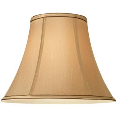 Tan and Brown Medium Bell Lamp Shade 7" Top x 14" Bottom x 11" High (Spider) Replacement with Harp and Finial