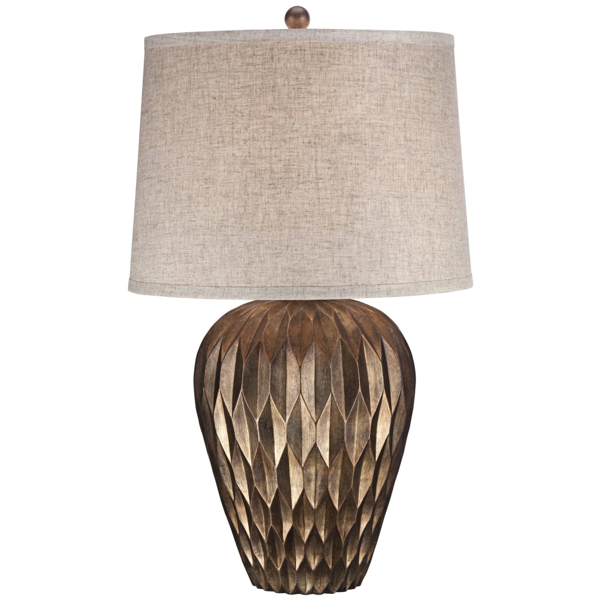 Bulkhead Modern Table Lamp Tall Warm BronzeGeometric Textured Urn Tapered Fabric Drum Shade for Bedroom Living Room House Home Bedside Nigh