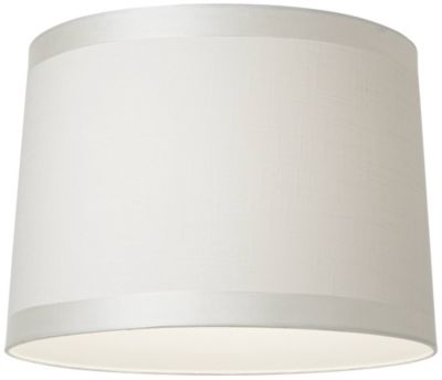Off-White Fabric Medium Drum Lamp Shade 13" Top x 14" Bottom x 10" High (Spider) Replacement with Harp and Finial