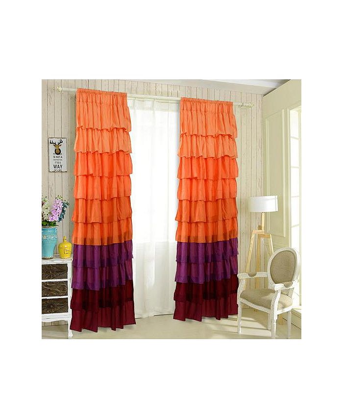 Slickblue 1 PC Ruffle 54"X84" Sheer Curtain Panels Drapes Valances Rod