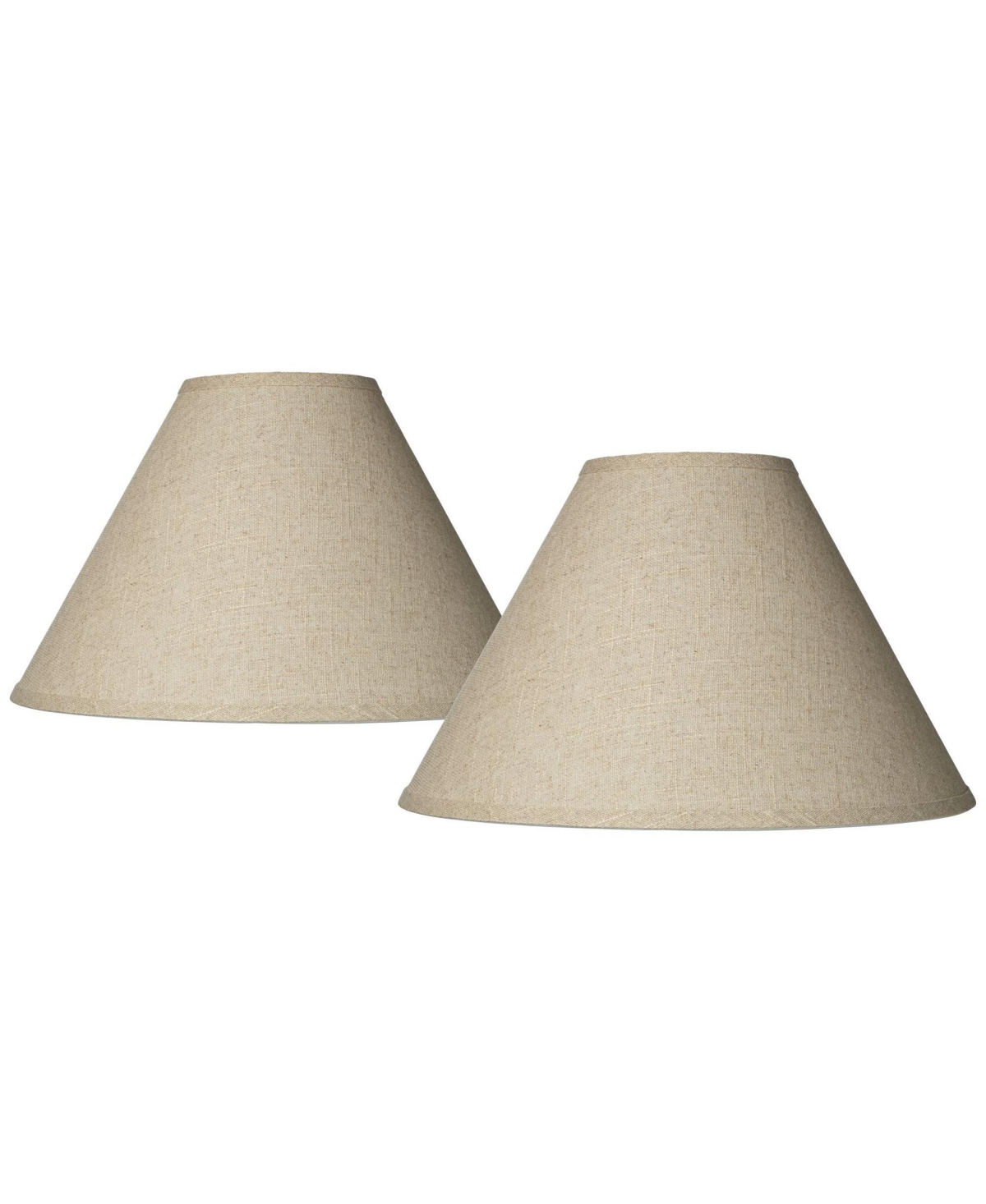 Springcrest Set Of 2 Empire Lamp Shades Fine Burlap Beige Large 6" Top X 17" Bottom X 11.5" High Spider With Rep In Brown