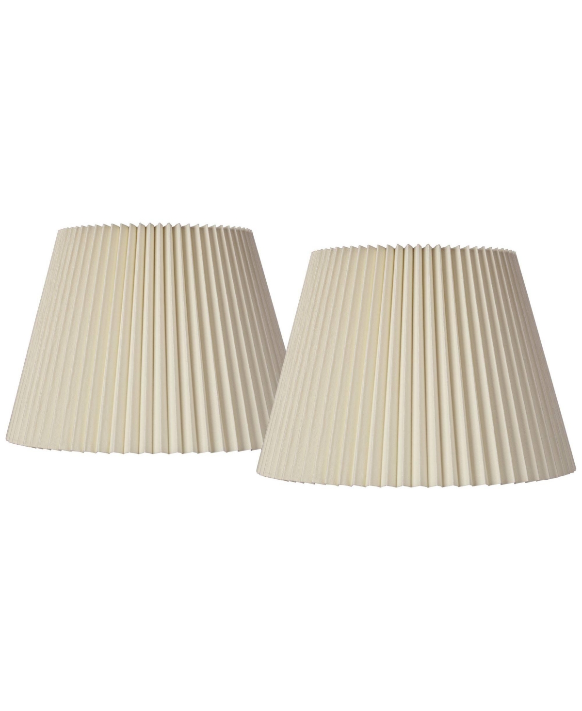 Springcrest Set Of 2 Drum Lamp Shades Ivory Knife Pleat Medium 8" Top X 14.5" Bottom X 10" High Spider With Repl In White