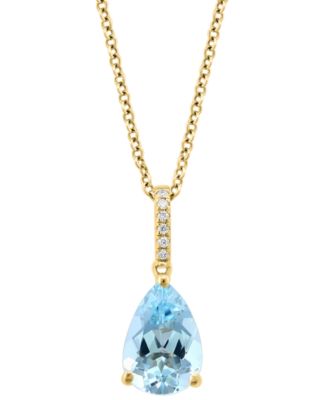 EFFY&reg; Aquamarine (1-1/2 ct. t.w.) & Diamond Accent 18" Pendant Necklace in 14k Gold