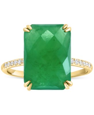 EFFY&reg; Dyed Jade & Diamond (1/20 ct. t.w.) Statement Ring in 14k Gold