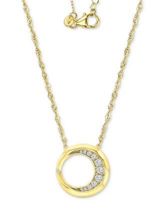 Macy's - Cubic Zirconia Crescent Open Circle 20" Pendant Necklace in 14k Gold-Plated Sterling Silver