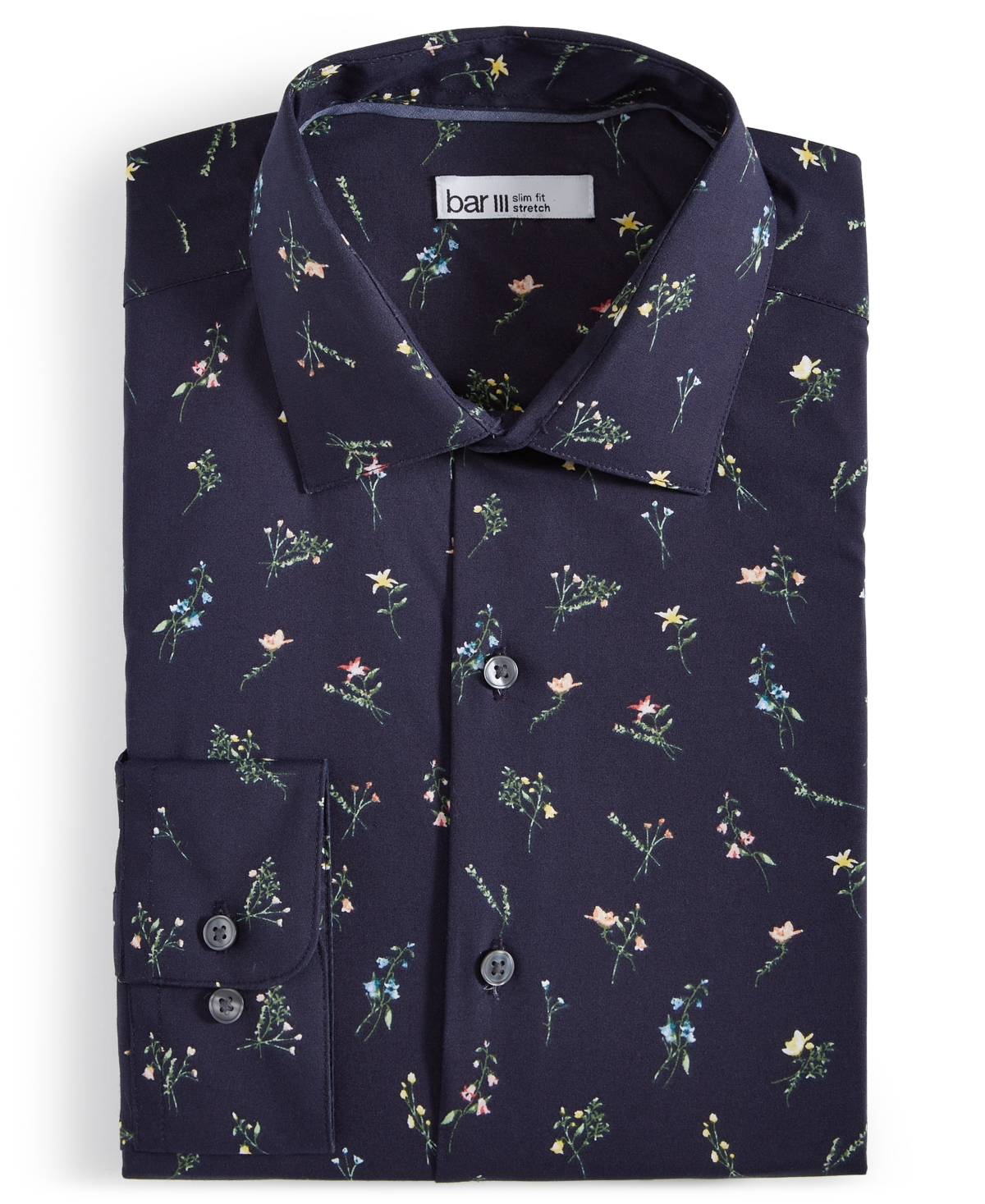 Shop Bar Iii Men's Spring Garden Dress Shirt, Created For Macy's In Navy