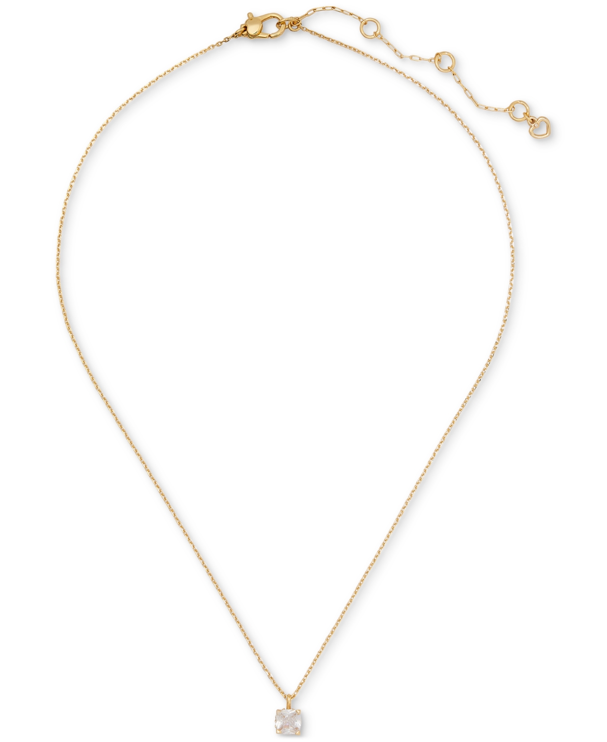 Kate Spade New York Little Luxuries Gold-Tone Pave & Crystal Square Pendant Necklace, 16