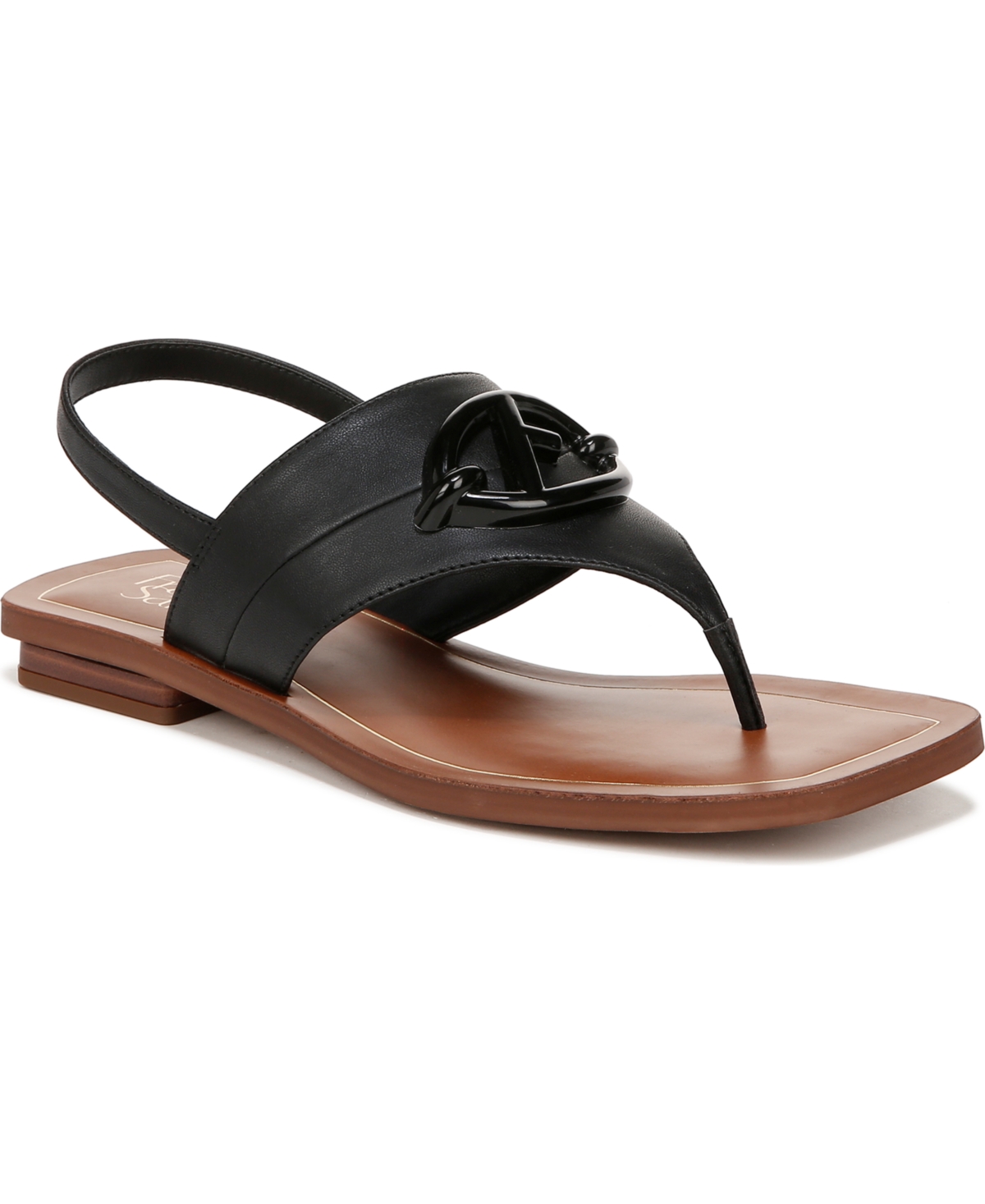 Shop Franco Sarto Women's Emmie Slingback Thong Sandals In Black Faux Leather