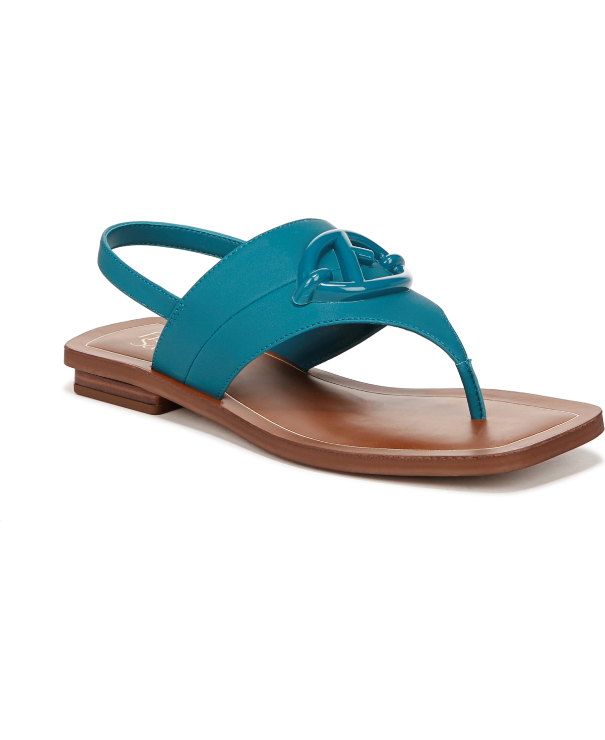Shop Franco Sarto Women's Emmie Slingback Thong Sandals In Dark Teal Faux Leather