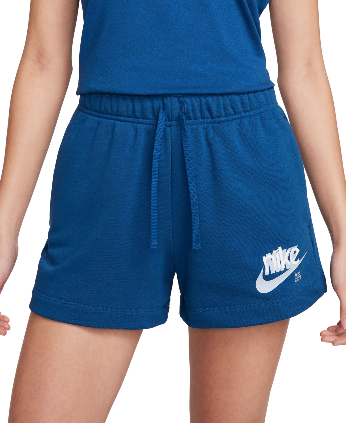 Women's Sportswear Club French Terry Graphic Fleece Shorts - Court Blue/lt Armory Blue/white