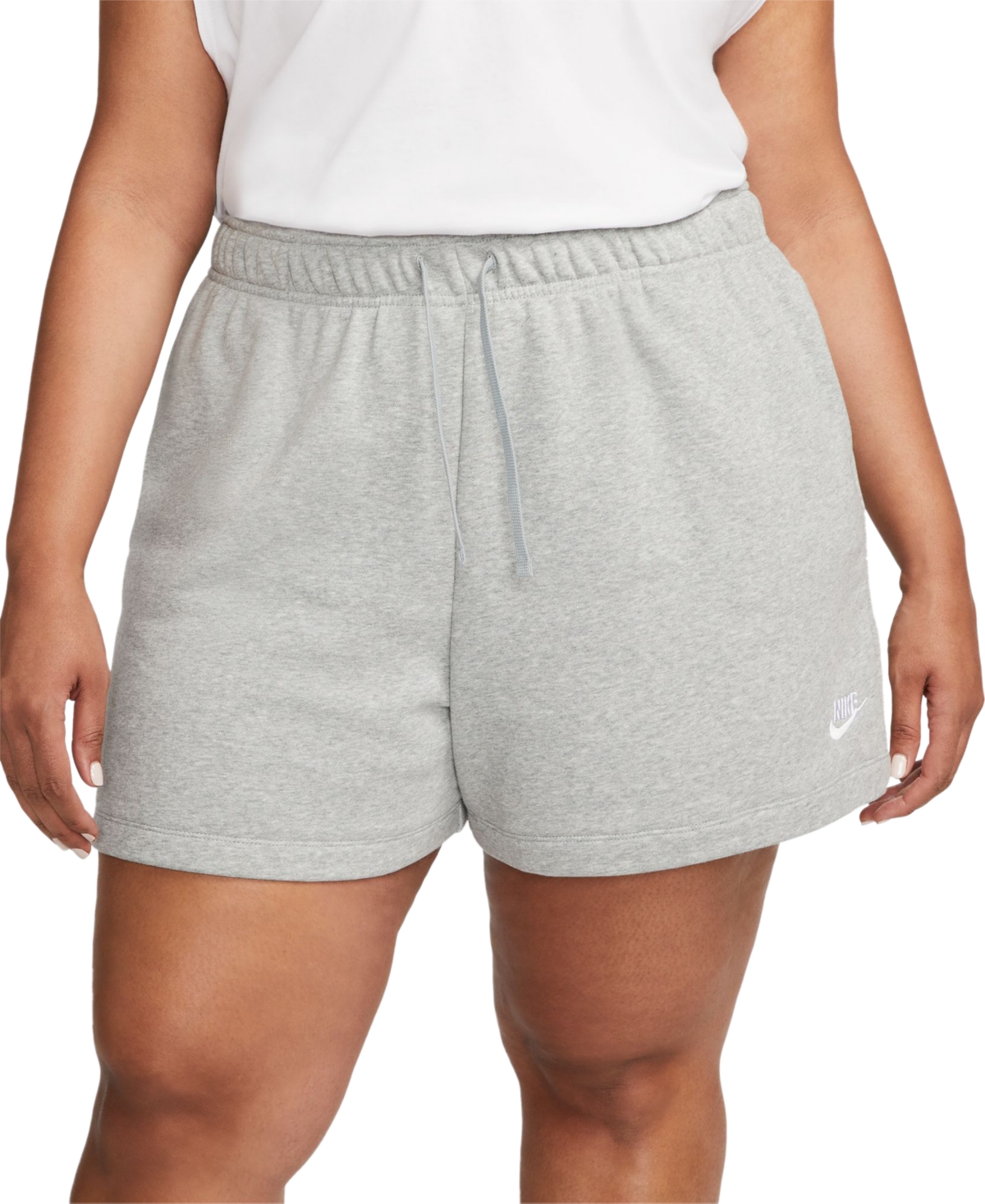 Nike Plus Size Sportswear Club Fleece Mid-Rise Pull-On Shorts -whi
