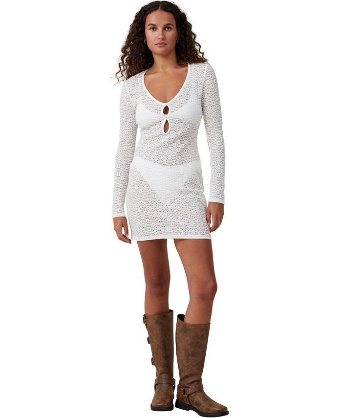 Cotton Mini Dress with Lace main image 1