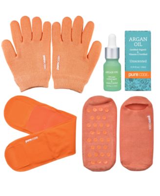 Purecode Moisturizing Gel Collection With Argan Oil, Gloves S-m, Socks 6-9 - Peach