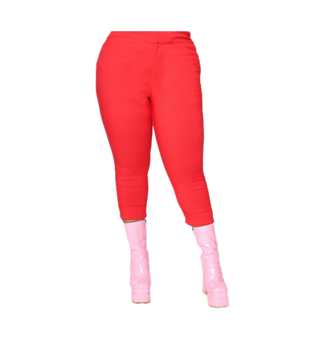 Plus Size Kitschy Shaped Pocket Smarty Pants Capris - Red/white polka dot pocket