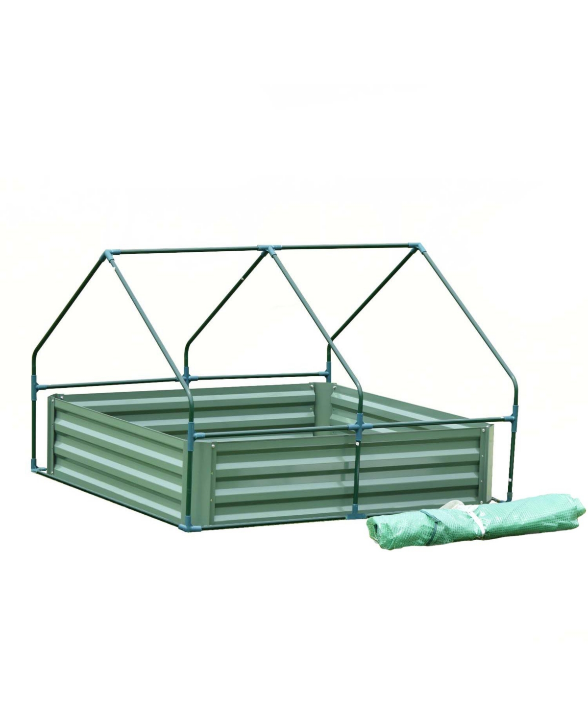 47.2''x47.2''x35.4'' ft Raised Garden Bed Planter Box with Customized Greenhouse Water Resistant Uv Protected. - Green