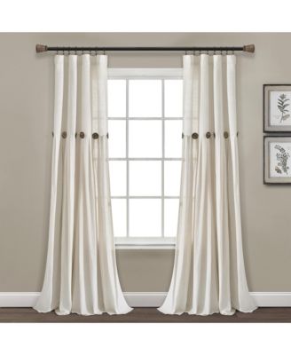 Linen Button Window Curtain - Single Panel - Rustic and Modern Farmhouse Curtains
