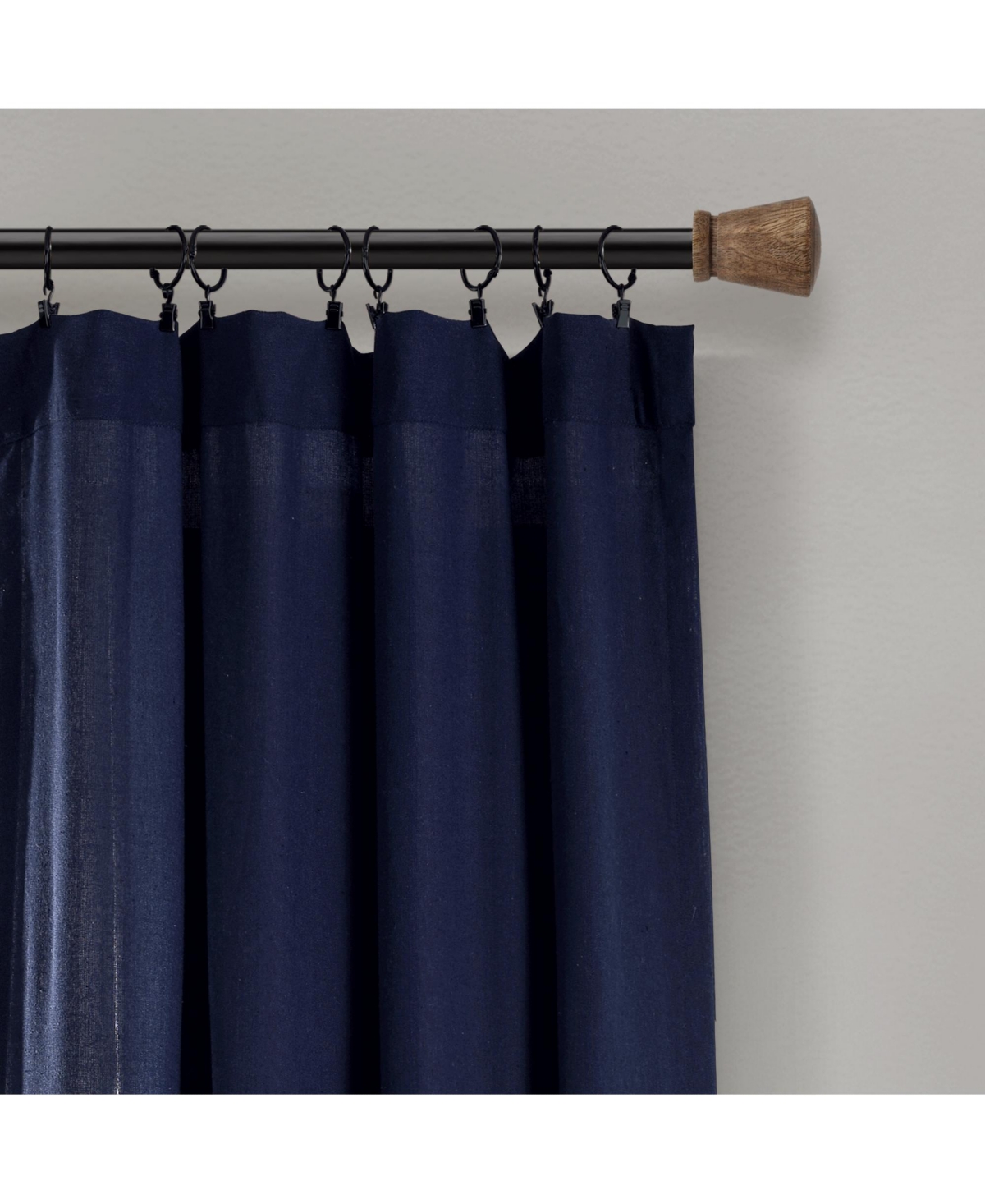 Lush Decor Linen Button Window Curtain - Single Panel - Rustic and Modern Farmhouse Curtains