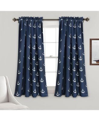 Anchor Light Filtering Window Curtain Panels Navy 52X63+2 Set