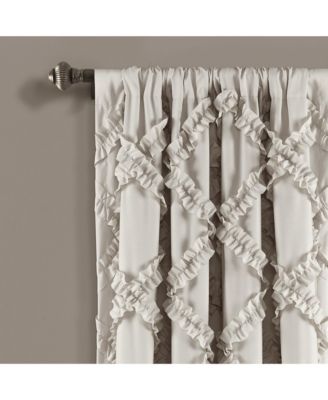 Ruffle Diamond Window Curtain Panels Neutral 54x84 Set