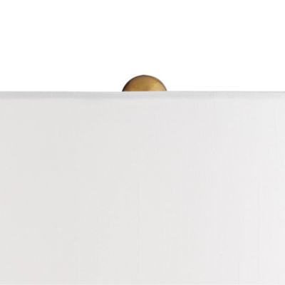 Aloise Modern Mid Century Table Lamp 27 1/2" Tall Brass Clear Glass Tube White Drum Shade for Bedroom Living Room Bedside Office