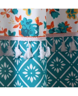 Emily Boho Stripe Window Curtain Panels Turquoise 42X84+2 Set