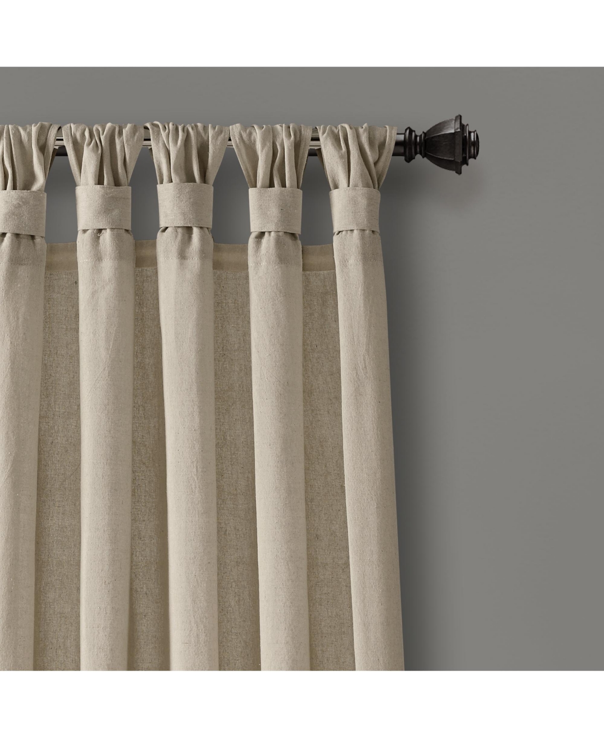 Burlap Knotted Tab Top Window Curtain Panels