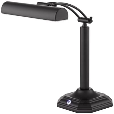 Grady Traditional Piano Banker Desk Lamp 16 1/2" High Black LED Adjustable Bronze Metal Shade for Bedroom Bedside Nightstand Kids Desk