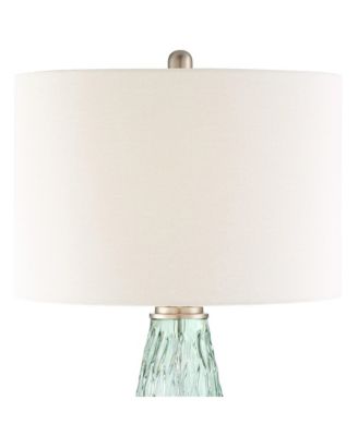 Julia Modern Table Lamp 26 1/2" High Green Glass White Drum Shade for Bedroom Living Room Bedside Nightstand Office Kids Family House
