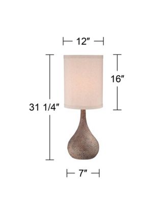 Chalane Rustic Table Lamp 31 1/4" Tall Antique Bronze Hammered Gourd Natural Linen Cylinder Shade for Bedroom Living Room Bedside Office