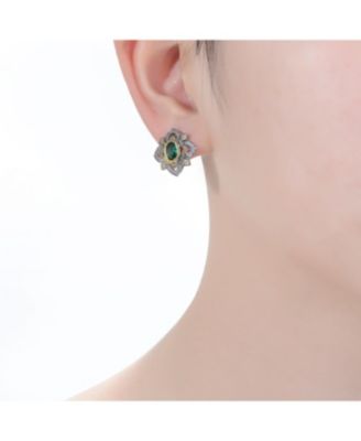 Classy White Gold Plated and 14K Gold Plated with Cubic Zirconia Stud Earrings