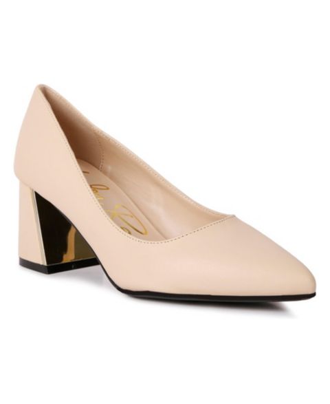 Женские туфли London Rag Casey Metallic Detail Block Heel, цвет: Бежевый гладкий