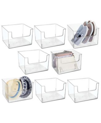 mDesign Closet Plastic Storage Organizer Bin with Open Dip Front, 8 ...