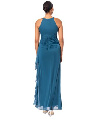 Betsy & Adam Petite Ruched Embellished Gown