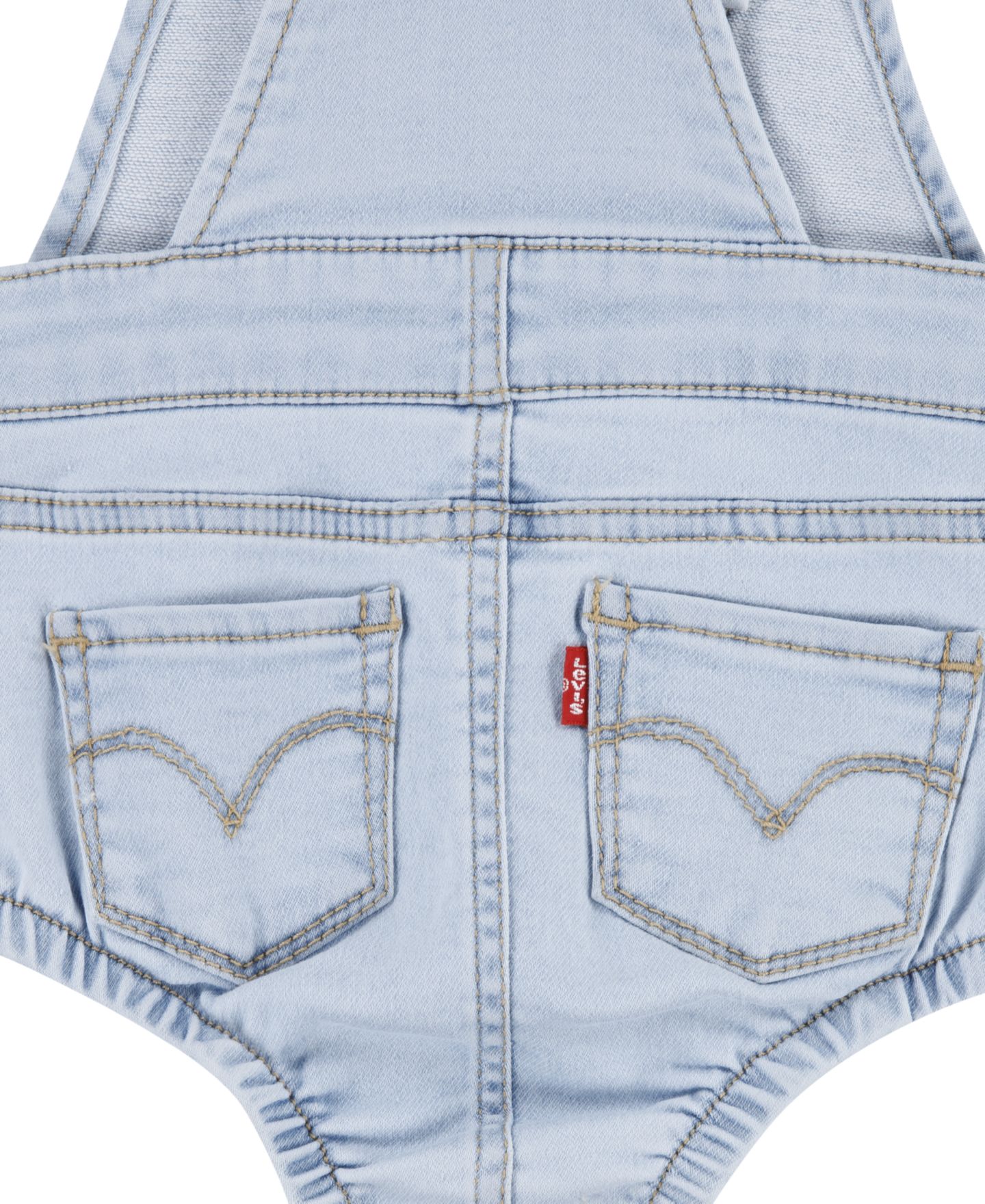 Детский джинсовый полукомбинезон Levi's без рукавов с шортами, для девочки, цвет: Светлый джинсовый — фото 5
