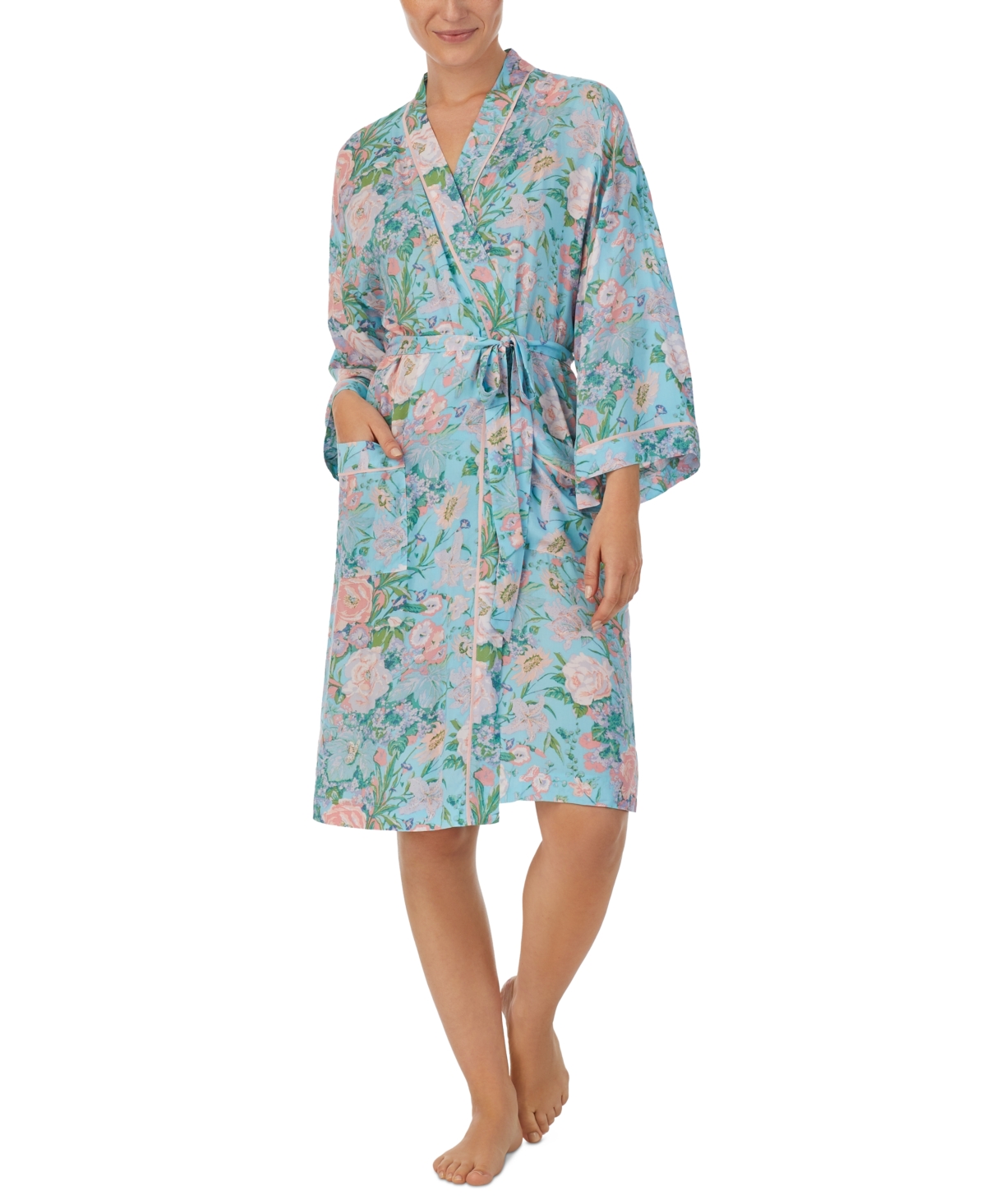 Sanctuary Women's Floral 3/4-Sleeve Wrap Robe