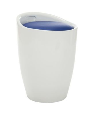 Storage Stool White and Blue Faux Leather - Macy's