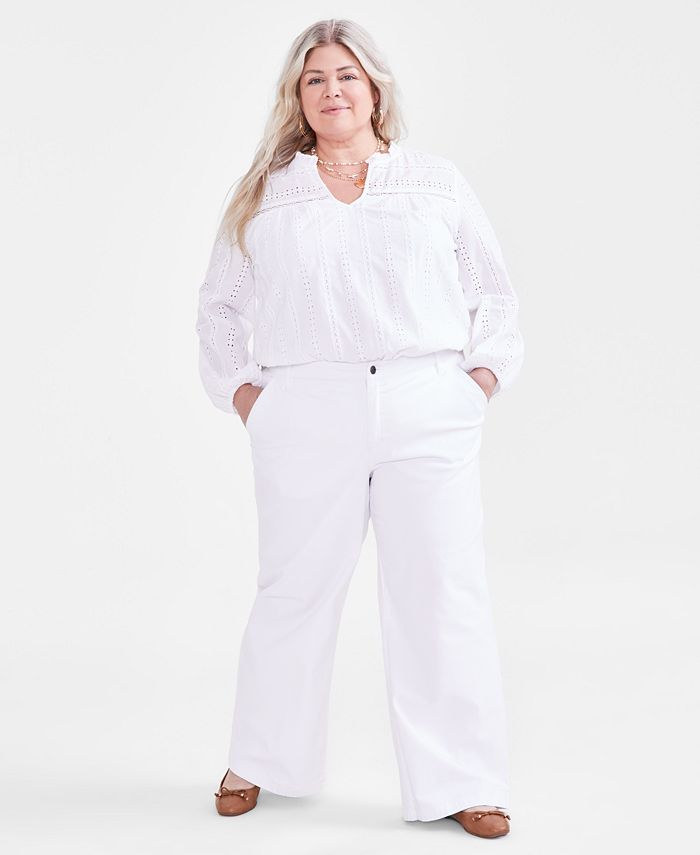 Style & Co Women's Plus Size High Rise Tummy Control Jeans (22W, Bright  White)
