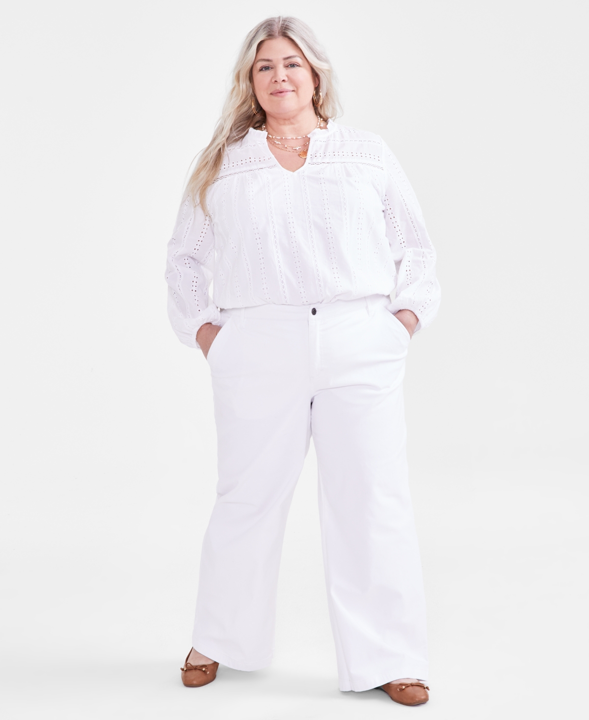 Style & Co Plus Size High Rise Wide Leg Pants, Created For Macy's In Bright White