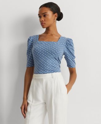 Lauren Ralph Lauren - Women's Puff-Sleeve Polka-Dot Tee