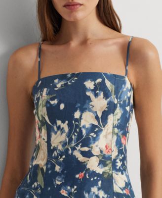 ralph lauren floral fit and flare dress Lauren Ralph Lauren Floral Ruffle-Trim Georgette Halter Gown