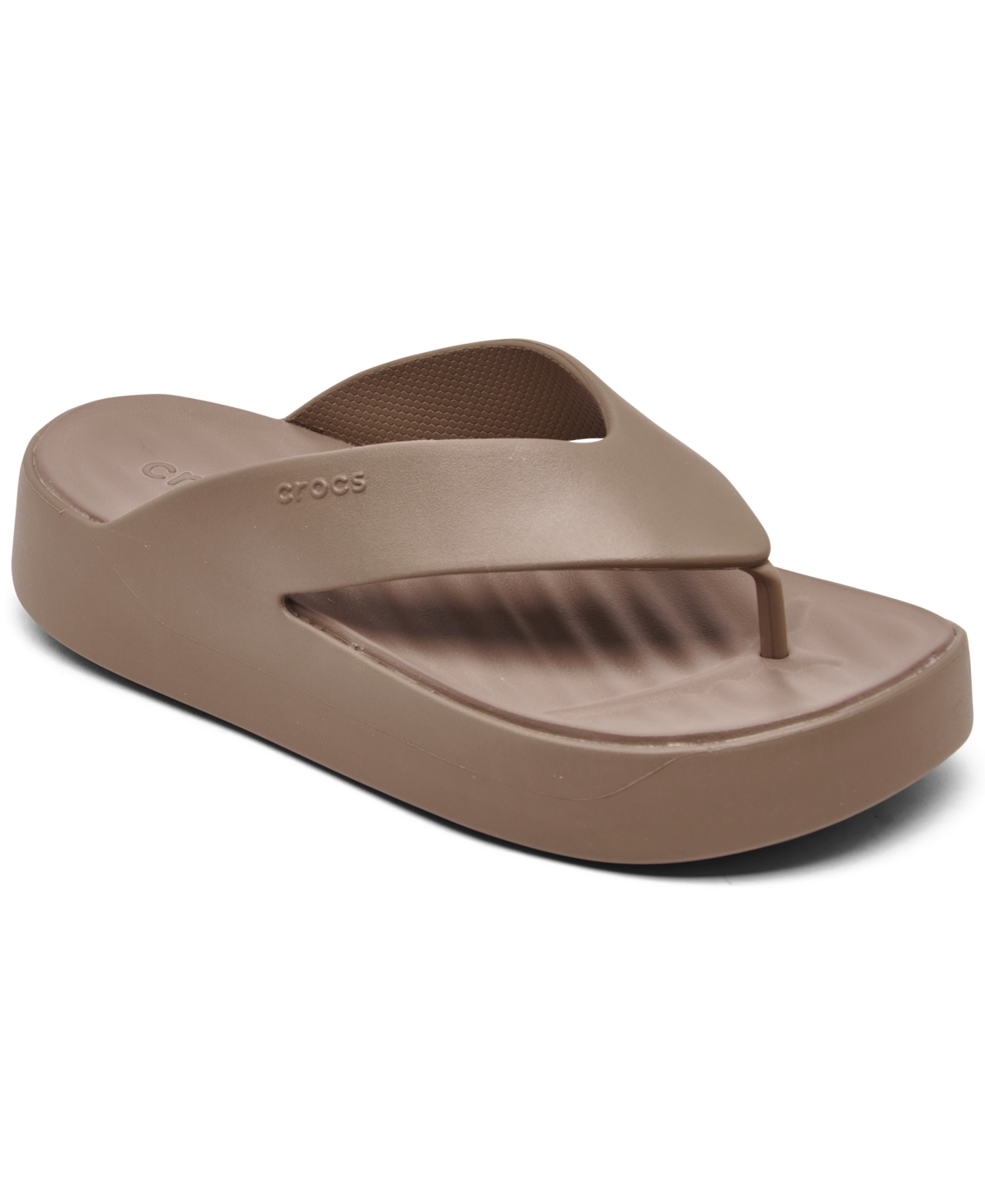 Shop Crocs Women's Getaway Platform Casual Flip-flop Sandals From Finish Line In Latte
