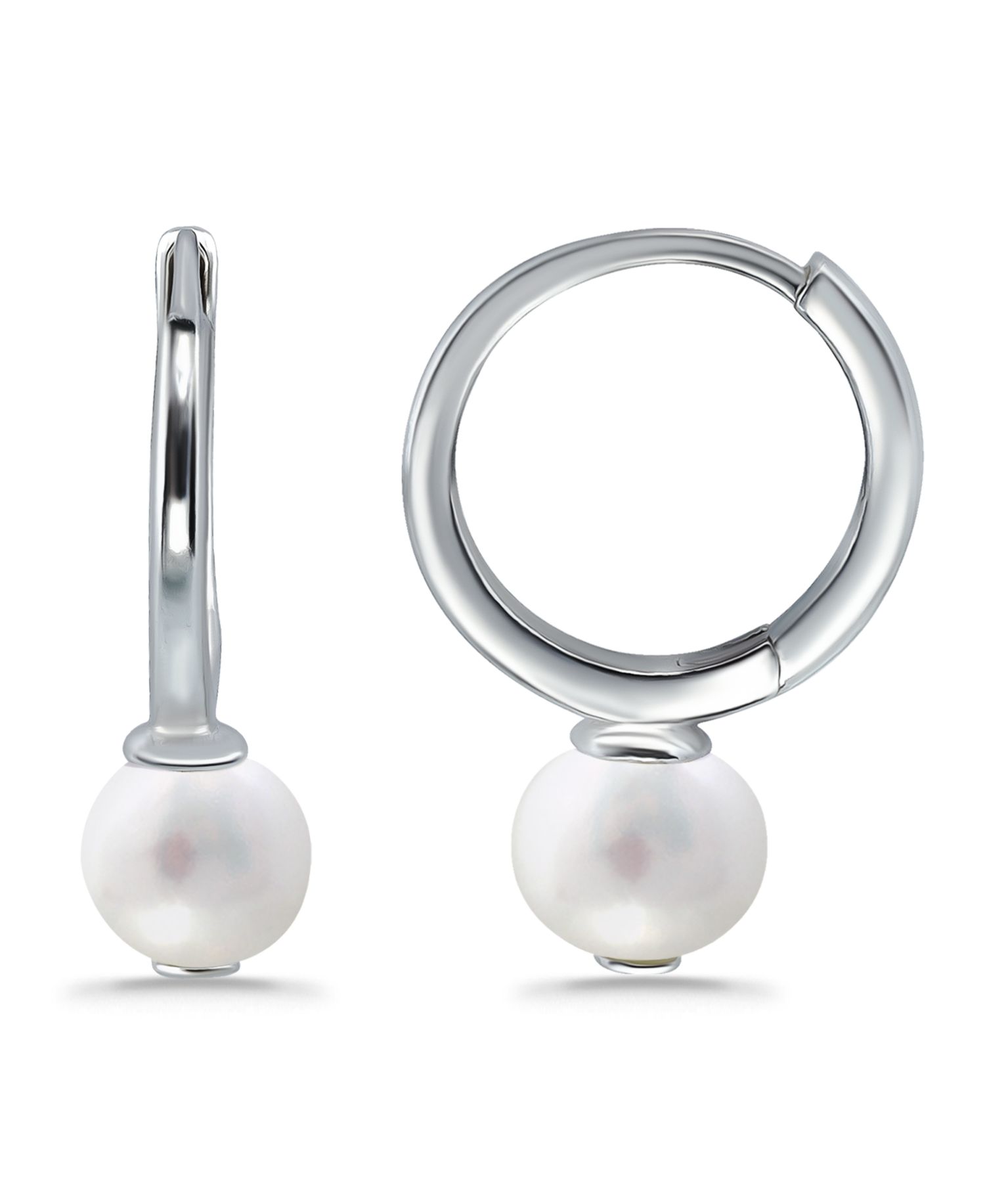 White Cultured Pearl Huggie Hoop Earring