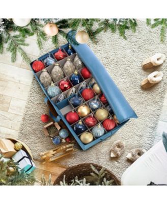 Large Christmas Ornament Storage Box with Adjustable Dividers - Holds 128 Ornaments or Decorations