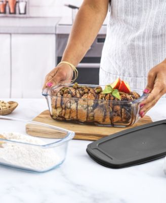 Glass Set of 3 Loaf Pans with Lids