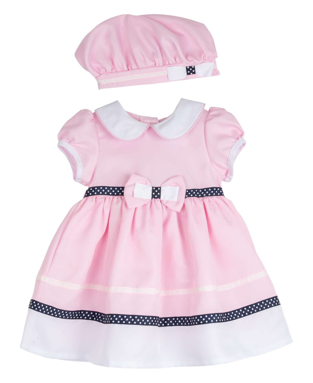 Shop Rare Editions Baby Girls Sailor Dress With Matching Hat And Diaper Cover, 2 Piece Set In Pink