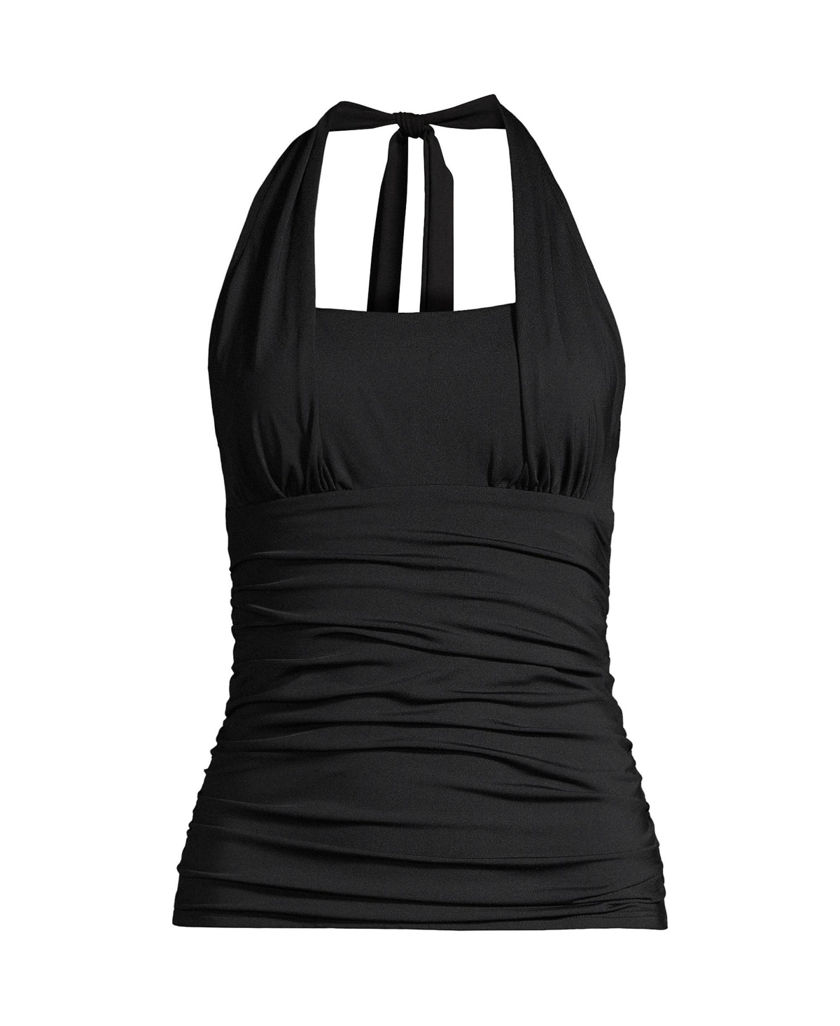 Women's D-Cup Chlorine Resistant Square Neck Halter Tankini Swimsuit Top - Black