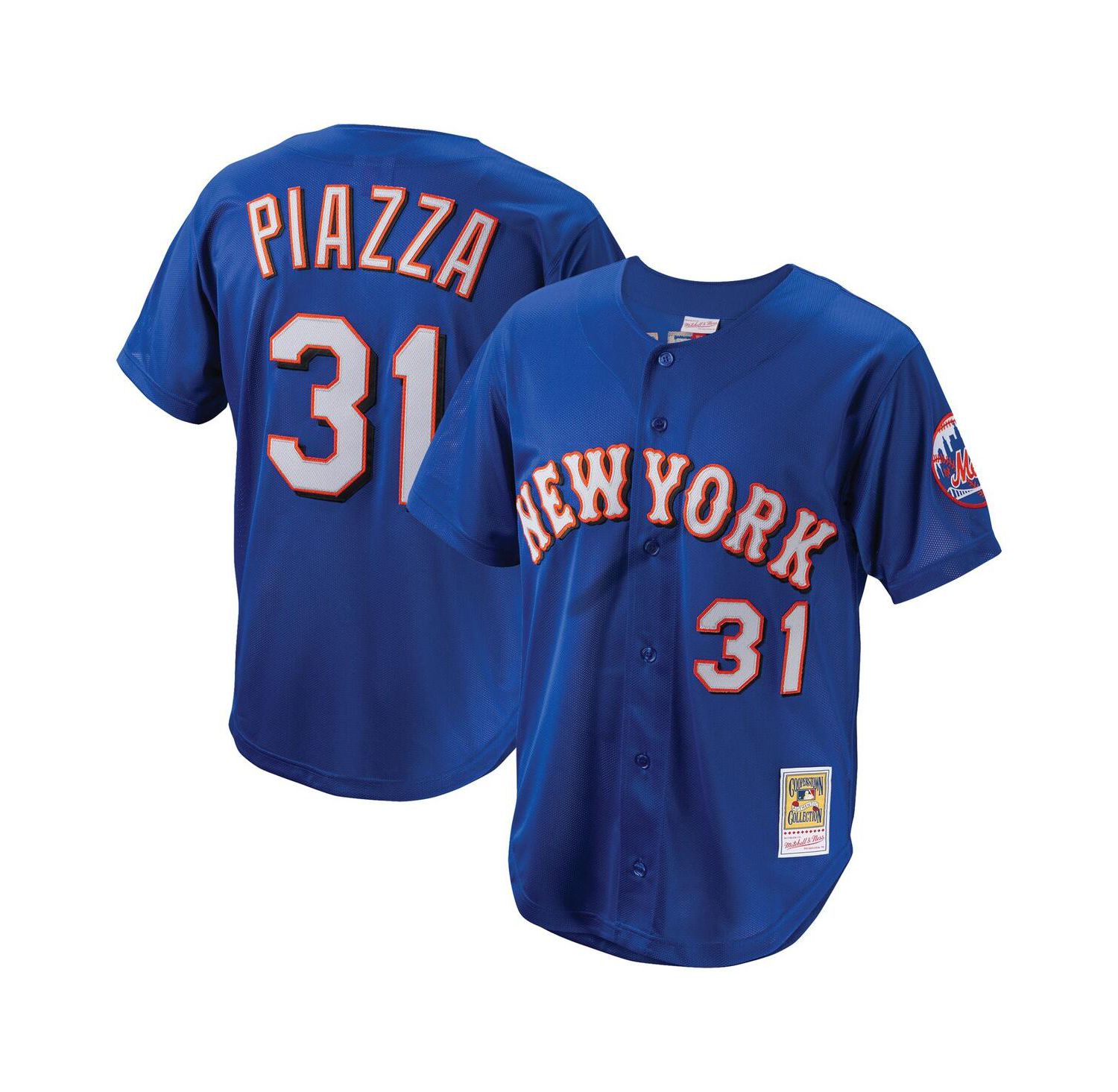 Men's Mike Piazza Royal New York Mets Cooperstown Collection Mesh Batting Practice Button-Up Jersey