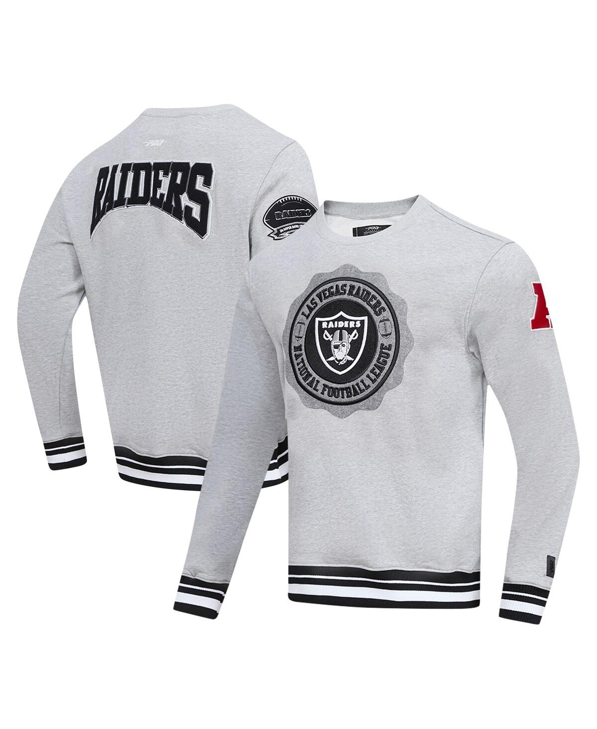 Men's Pro Standard Heather Gray Las Vegas Raiders Crest Emblem Pullover Sweatshirt - Heather Gray
