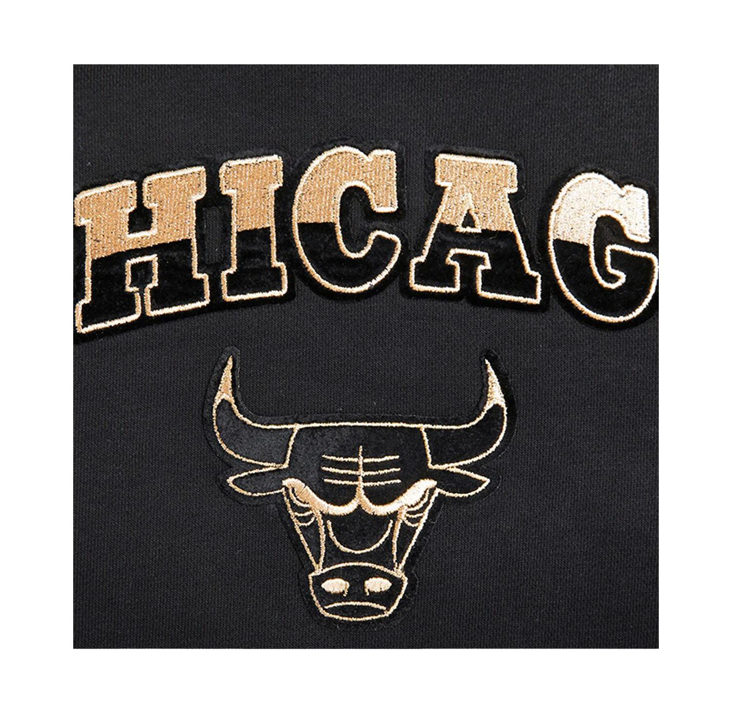 Women's Black Chicago Bulls Glam Cropped Pullover Sweatshirt
